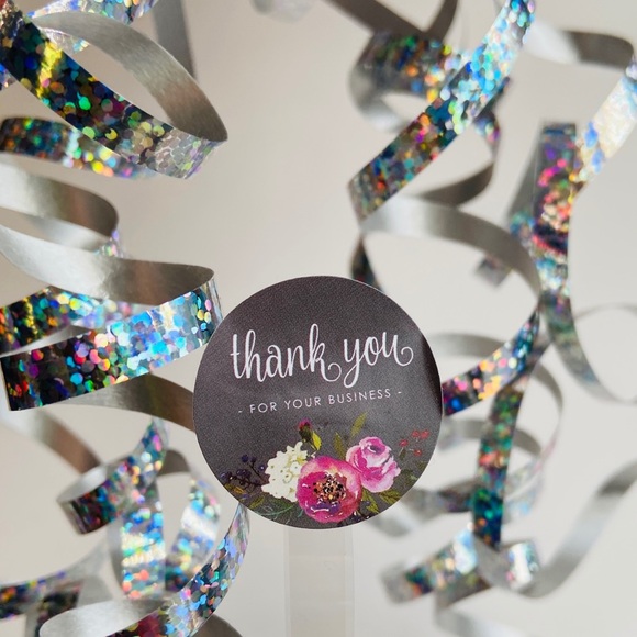 200 Thank You Stickers. Grey Rose Floral. Shipping Product Stickers. - Picture 3 of 7